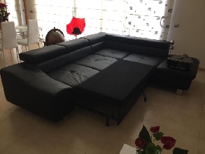 Sof cama chaise longue negro (polipiel)